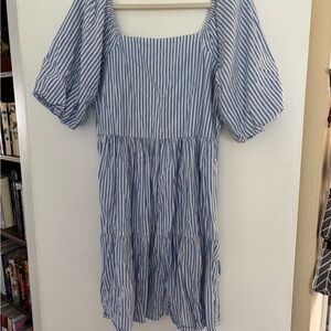 Blue and White Striped Dress